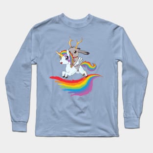 Pink Jackalope on a Unicorn Long Sleeve T-Shirt